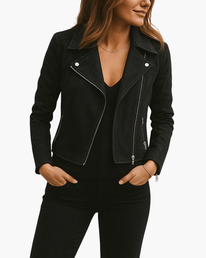 Blouson biker avec fermetures éclair au style affirmé pour femme