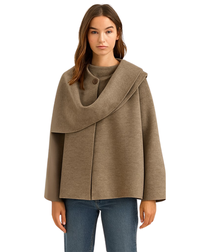Manteau Femme Asymétrique Hiver – Col Large Élégant & Style Chic