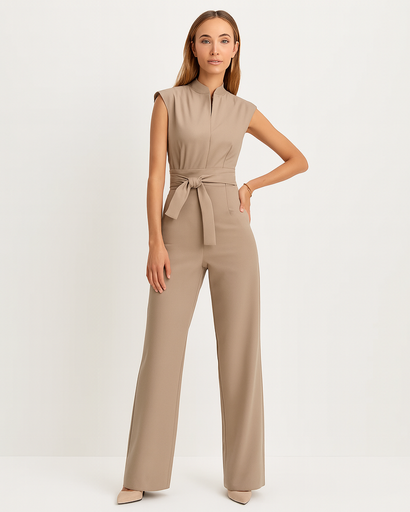 Combinaison Femme Col Montant Ceinturée – Jumpsuit Habillé & Élégant | Soirée & Invitée Mariage