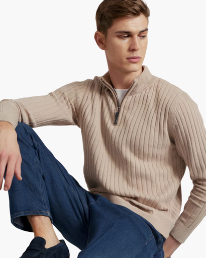 Tricot à col zippé pour homme