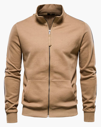 Veste Homme Zippée en 100% Coton avec Col Montant – Casual Chic et Confortable