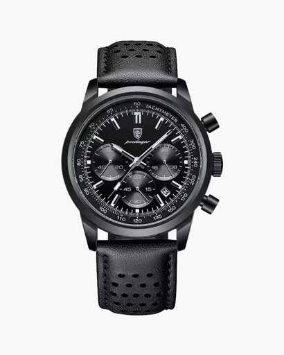 Montre Homme Chronographe – Style Classique avec Bracelet en Cuir Véritable