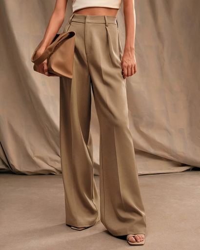 Pantalon Large Taille Haute pour Femme – Élégance Minimaliste