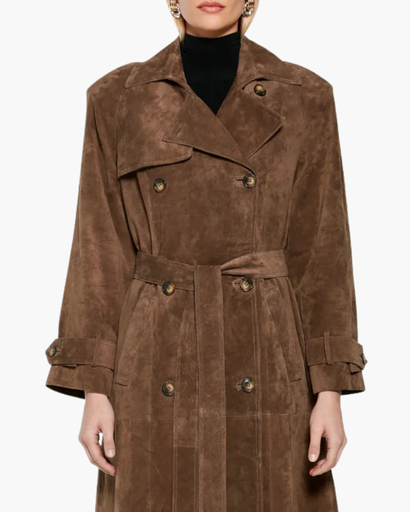 Trench long à double boutonnage pour femme