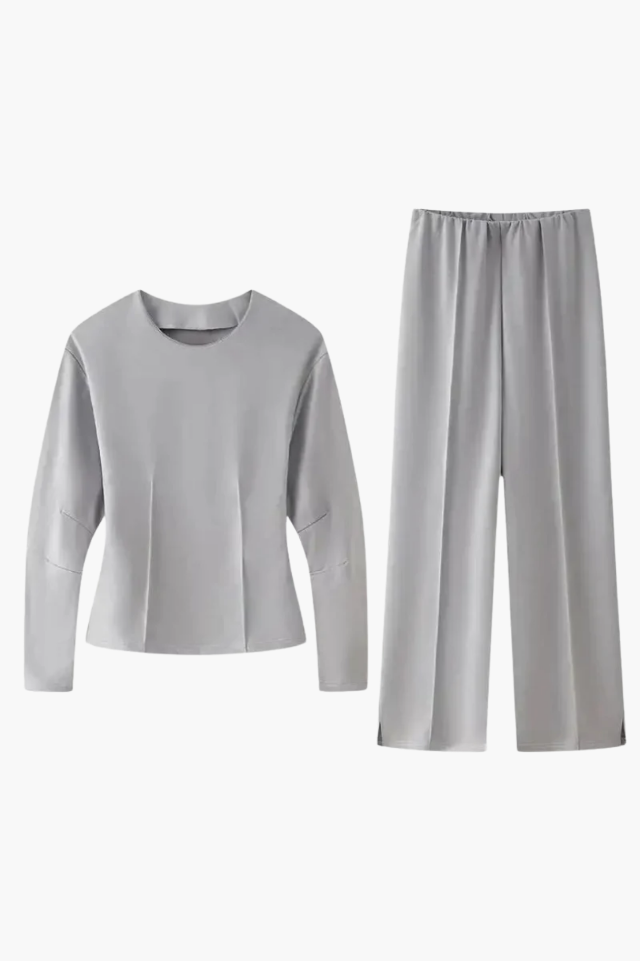 Ensemble Femme Élégant – Haut Ajusté à Manches Longues et Pantalon Large