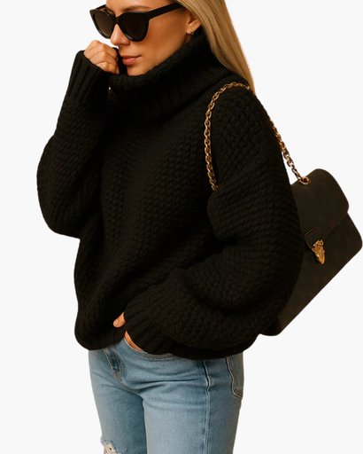 Pull à col roulé texturé pour femme