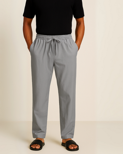 Pantalon ample en lin pour homme avec taille élastique – Style décontracté