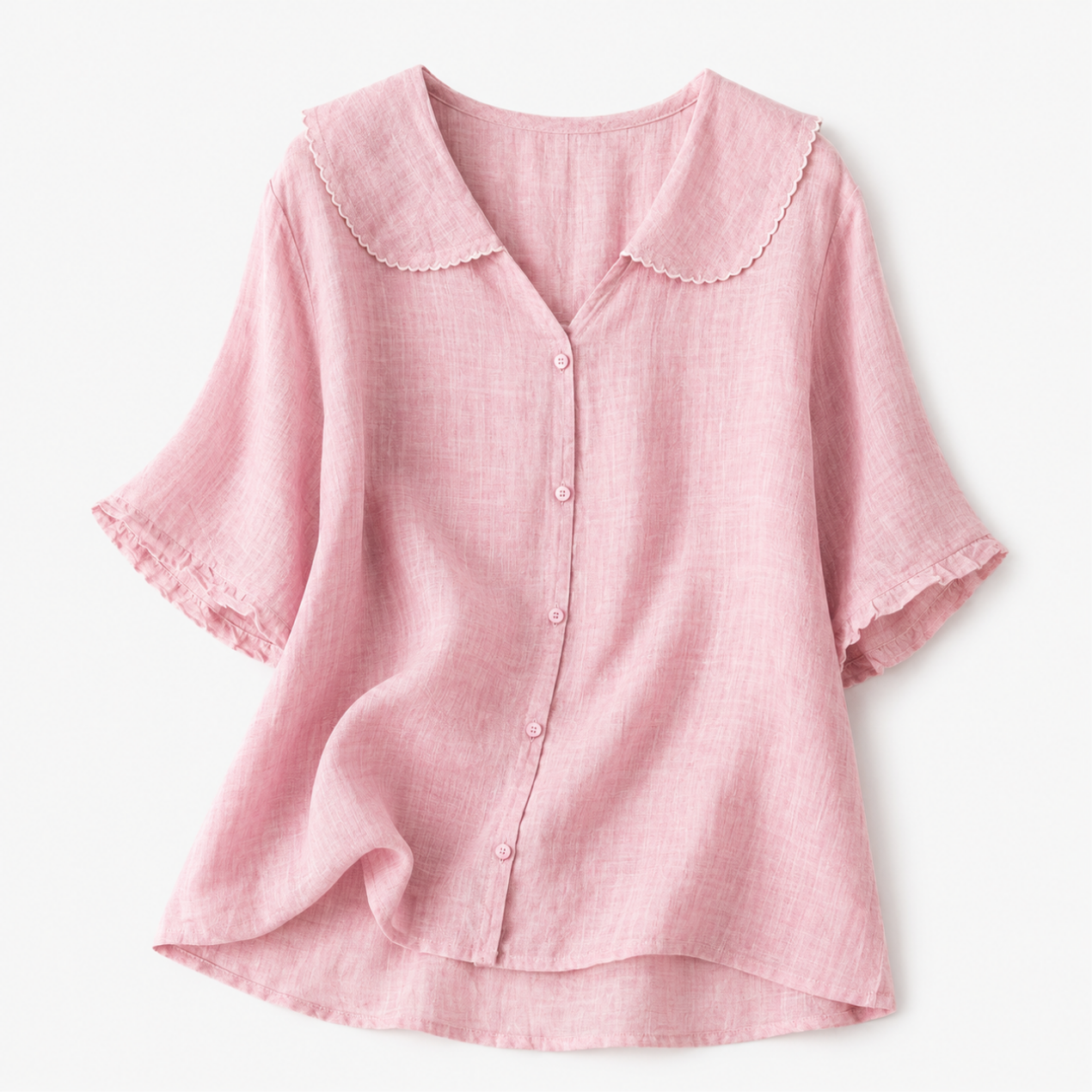 Blouse Femme Style Lin – Coupe Fluide & Col Vintage Boutonné | Blouse Respirante