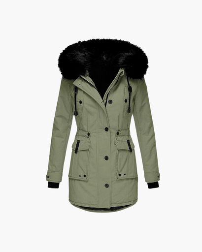 Manteau Long d’Hiver pour Femme avec Capuche et Col en Fausse Fourrure – Parka Chaude