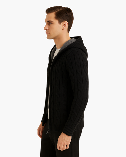 Gilet à Capuche Homme | Maille Torsadée et Doublure Chaude