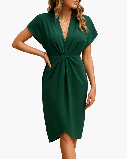 Robe Cache-Cœur Femme Col V – Coupe Évasée & Élégance Fluide | Cocktail & Invitée Mariage