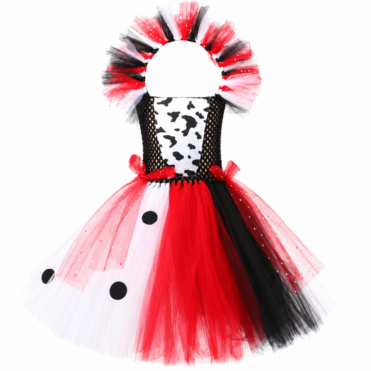 Guide des tailles du costume de vilaine à pois dalmatien pour fille