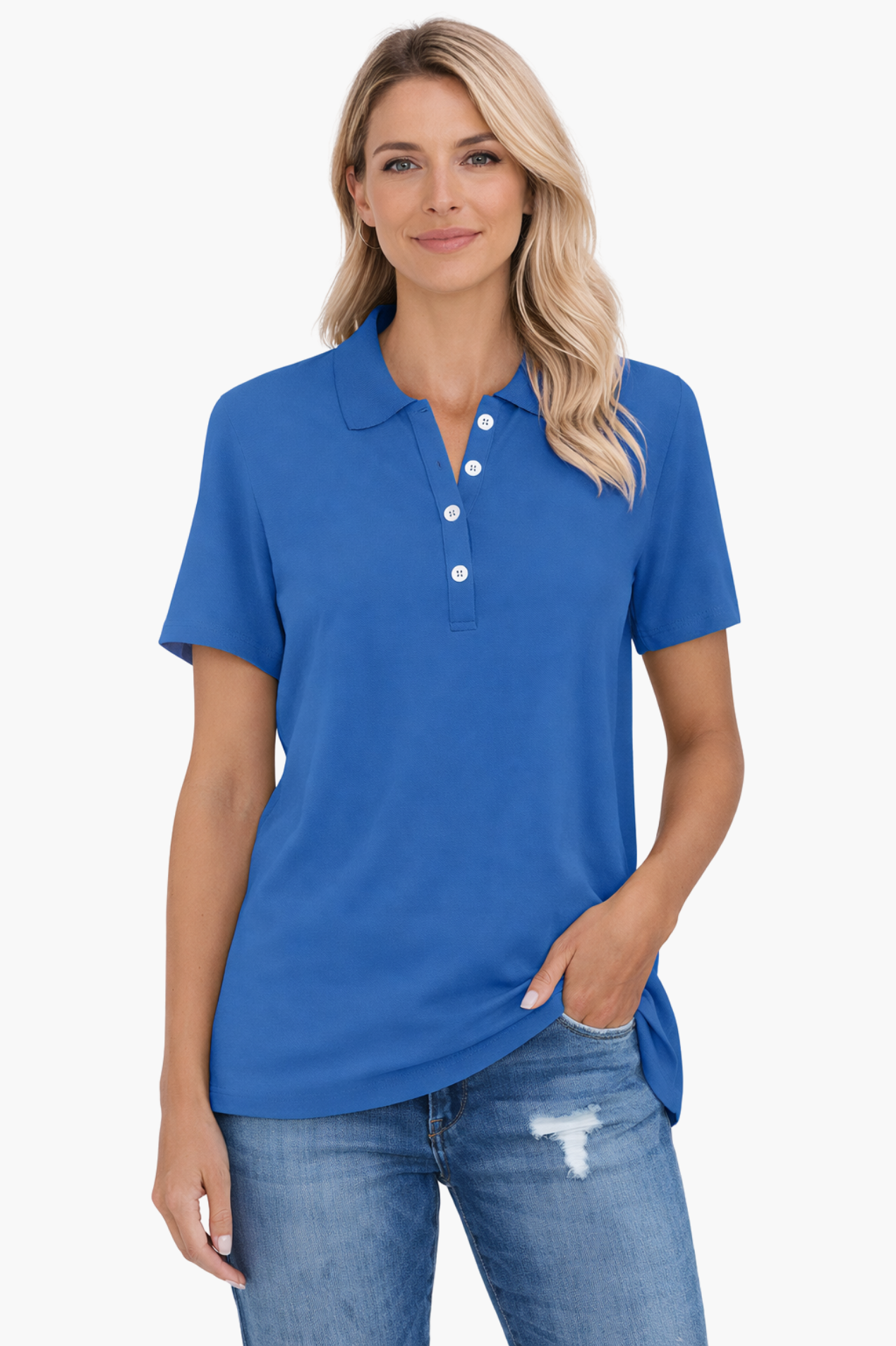 Polo Femme Manches Courtes – Haut Décontracté Élégant Avec Boutons
