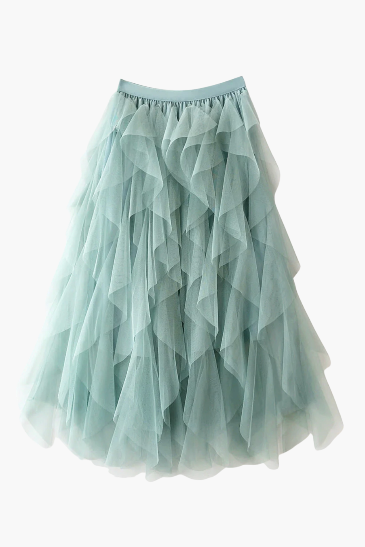 Jupe Tulle Femme Taille Haute – Jupe Midi Volants Style Élégant Et Féminin
