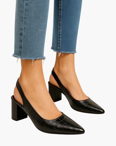 Escarpin Slingback Femme Talon Bloc – Style Bureau Élégant | Invitée de Mariage & Chic