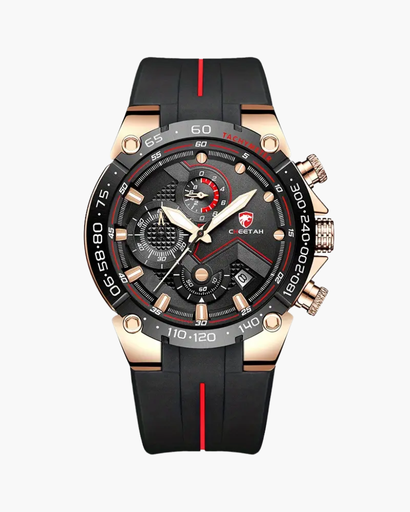 Montre Sport Homme – Design Chronographe Bleu & Bracelet Silicone Résistant