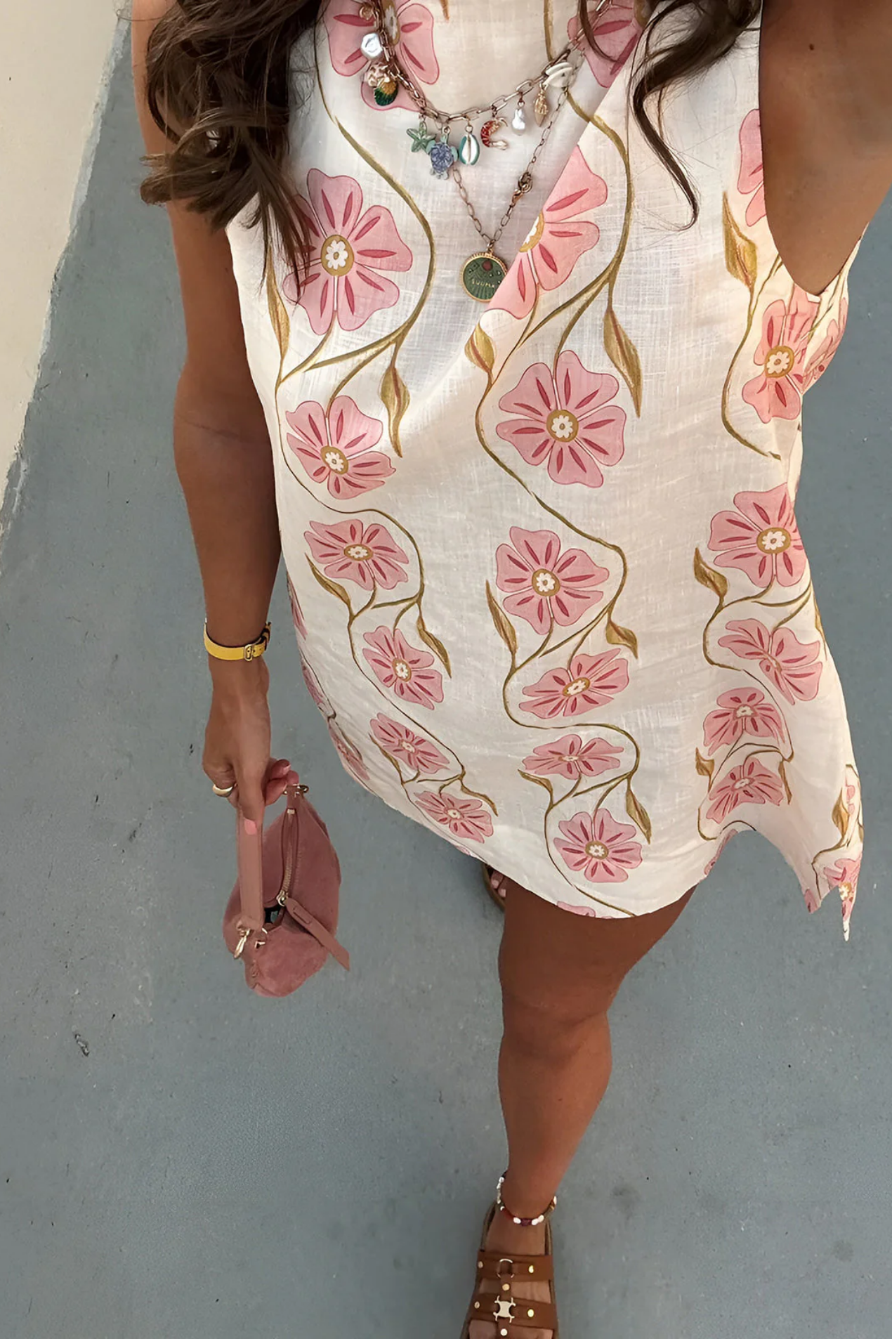 Robe Courte Femme Sans Manches – Robe Trapèze Fleurie au Style Estival