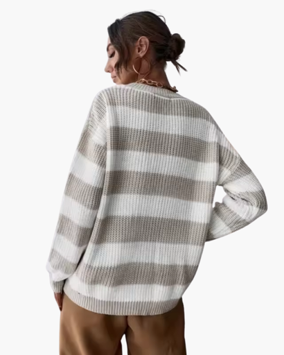 Pull Rayé Décontracté – Coupe Relax et Élégante