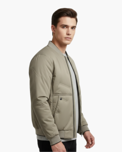 Veste Matelassée Homme – Bomber Chaud avec Fermeture Éclair et Col Montant