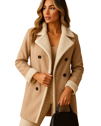 Manteau Long d’Hiver avec Col Revers pour Femme – Élégant et Chaleureux