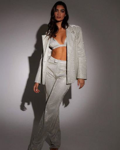 Tailleur Femme Pailleté – Costume de Soirée Brillant – Tenue de Fête