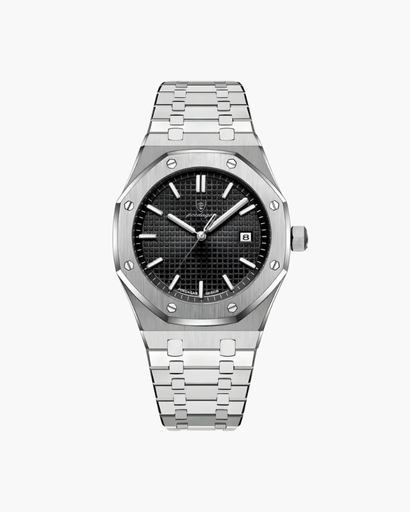 Montre Homme Élégante à Bracelet Intégré – Design Structuré & Affichage Date