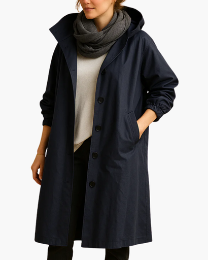 Manteau Décontracté à Capuche avec Fermeture Boutonnée