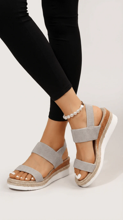 Sandale plateforme femme à brides élastiques