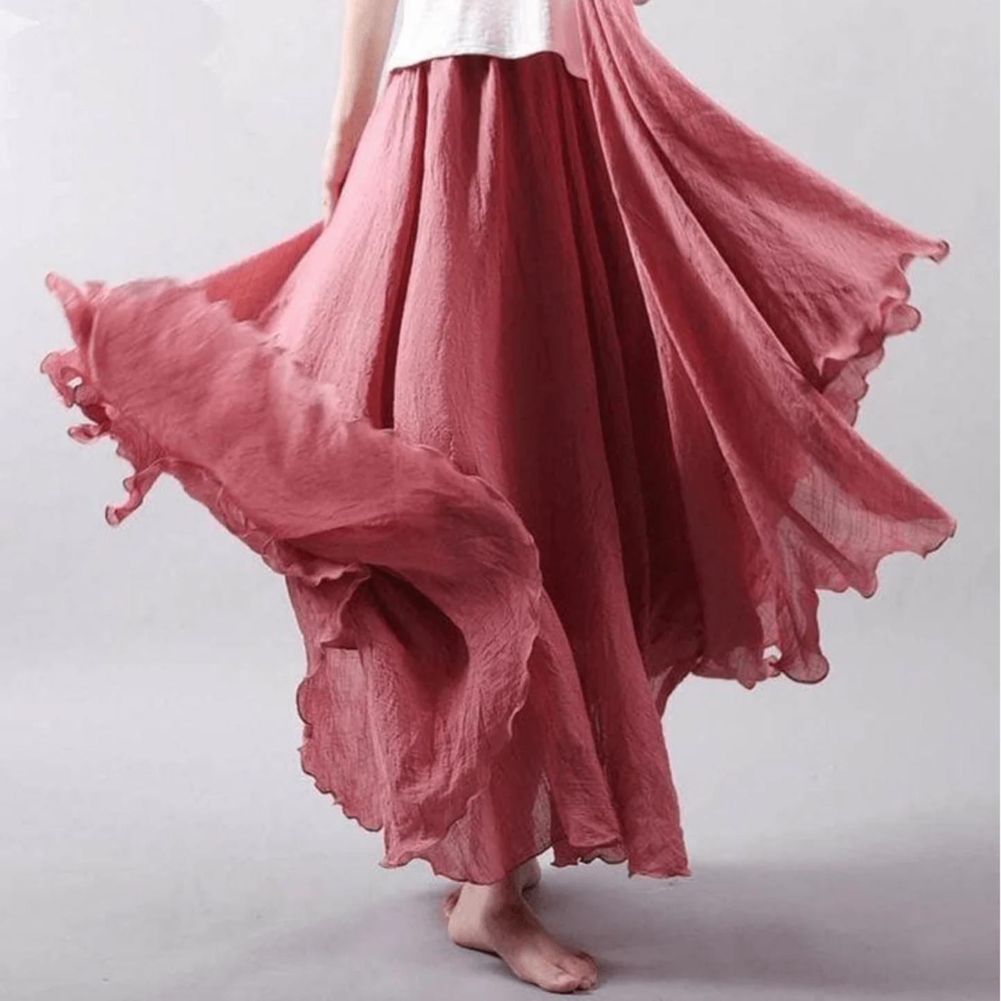 Jupe Maxi Femme Lin Évasée – Fluide & Style Bohème Élégant | Été & Cérémonie