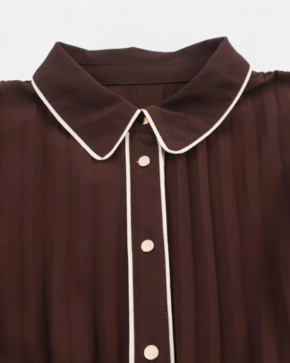 Robe Chemise Plissée Femme – Style Raffiné Ceinture Taille Haute | Robe Cocktail Invitée de Mariage