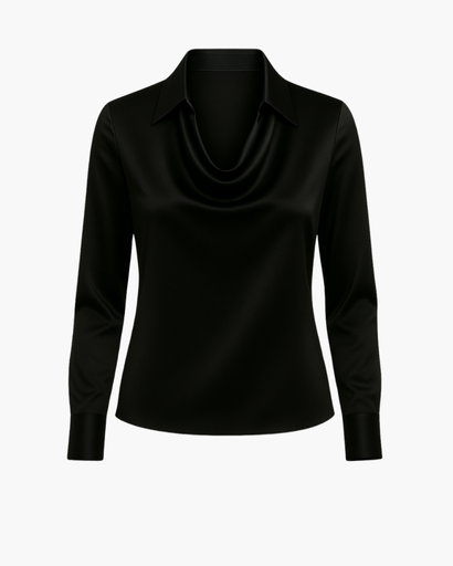 Chemisier femme col bénitier à manches longues