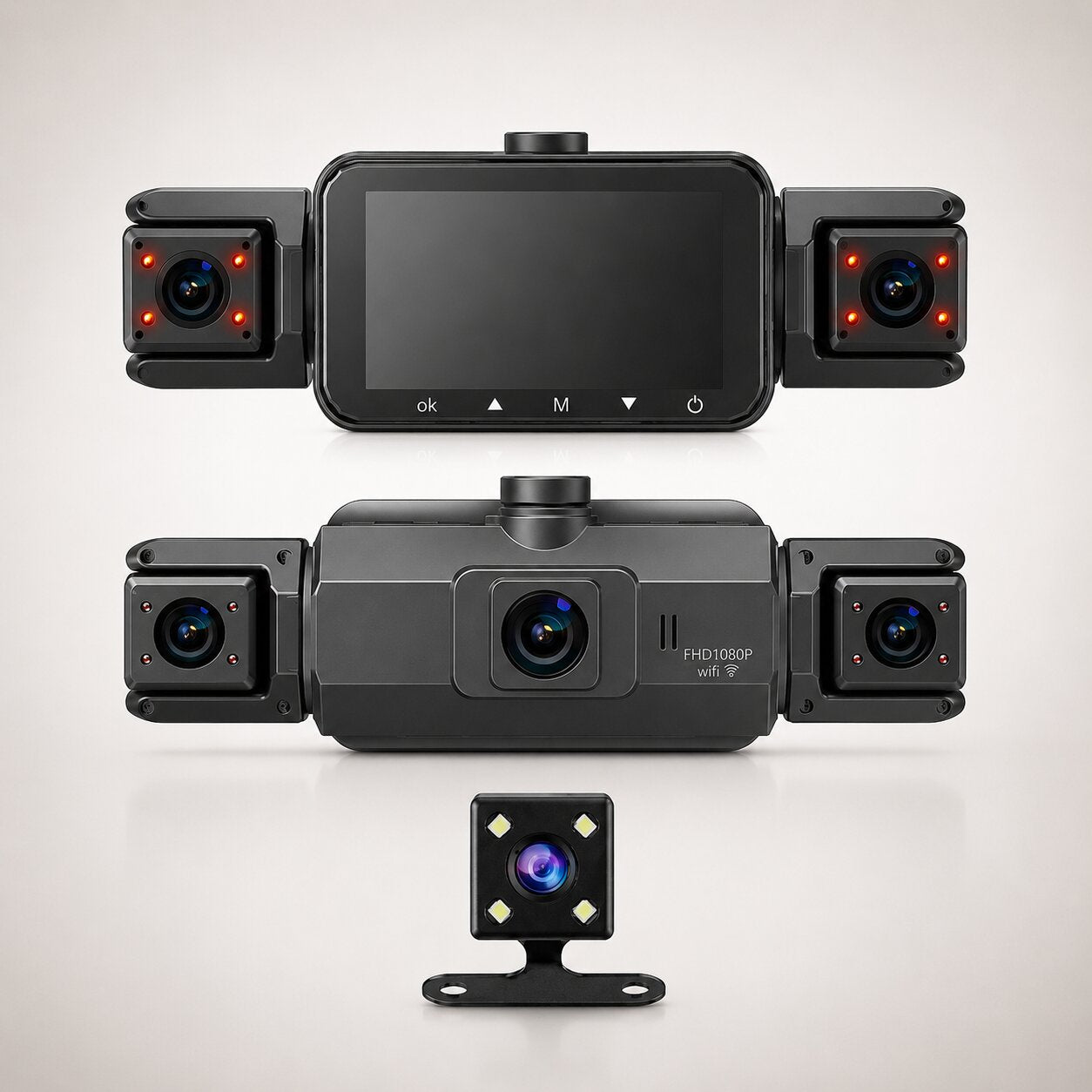 Dashcam 4 canaux avec WiFi et vision nocturne, vue principale