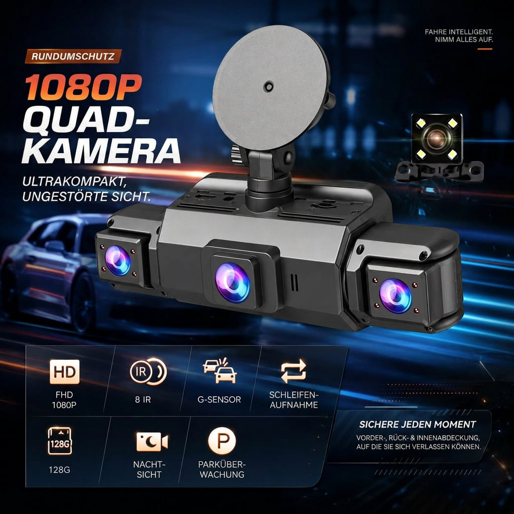 Caméras supplémentaires de la dashcam 4 canaux