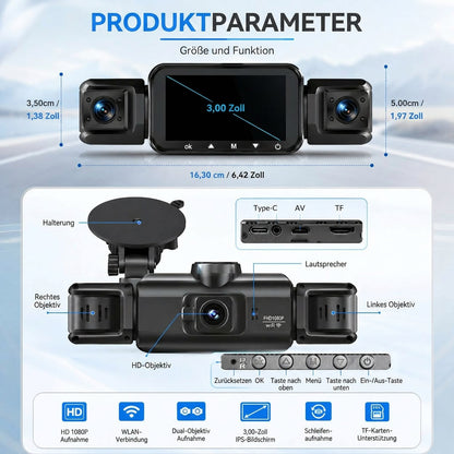 Écran IPS de la dashcam affichant l'image en direct