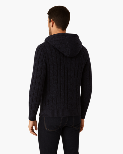 Gilet à Capuche Homme | Maille Torsadée et Doublure Chaude