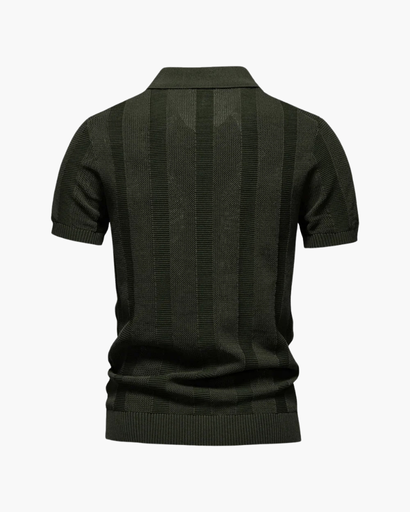 Polo homme à rayures texturées et col ouvert