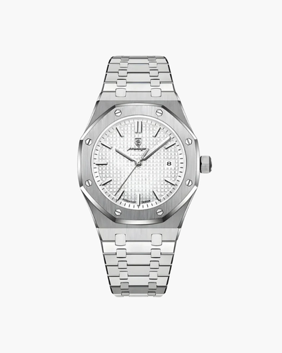 Montre Homme Élégante à Bracelet Intégré – Design Structuré & Affichage Date