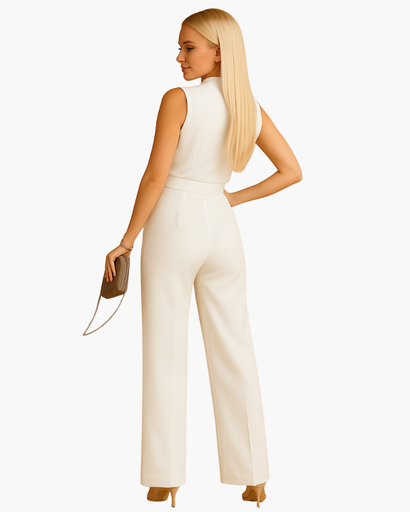 Combinaison Femme Fluide Jambe Large – Tissu Léger & Nœud Élégant | Soirée & Été