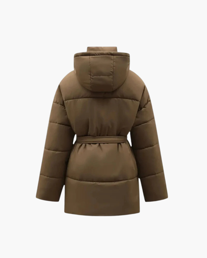 Manteau matelassé femme avec capuche et ceinture