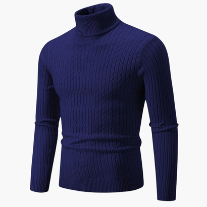 Pull Col Roulé Homme – Tricot Torsadé à Manches Longues