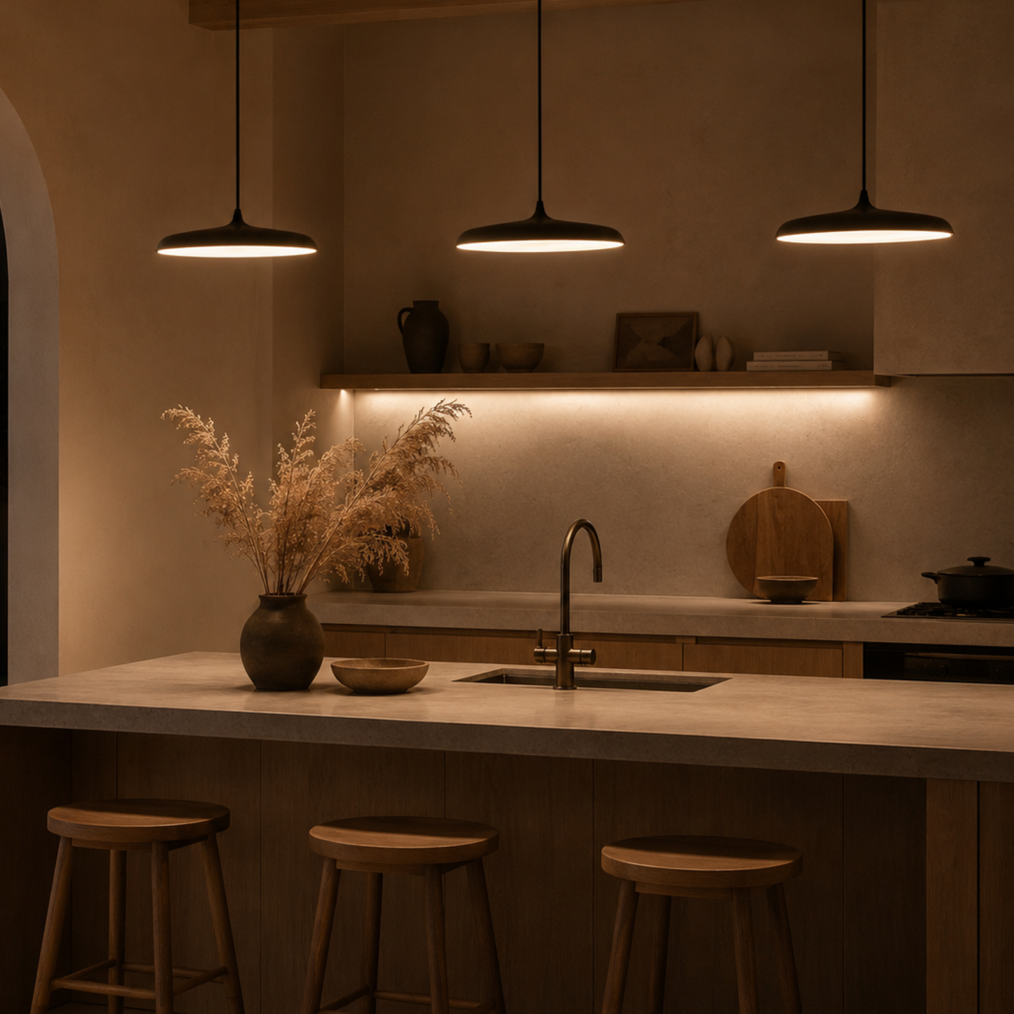 Suspension LED aluminium finition gris clair