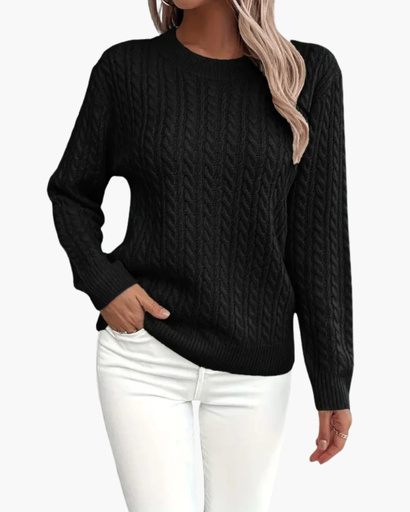 Pull femme torsadé à col rond