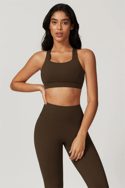 Ensemble Sport Femme Dos Croisé – Brassière et Legging Taille Haute Sculptant