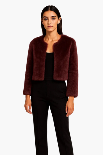 Veste Courte en Fausse Fourrure | Élégance Douce et Moderne