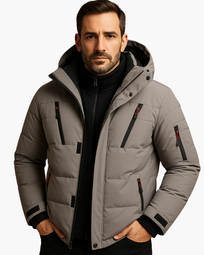 Veste d’hiver matelassée chaude avec capuche pour homme