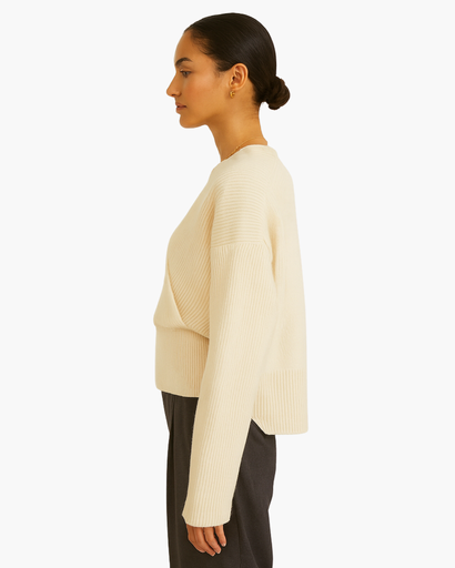 Pull Cache-Cœur Femme en Maille Côtelée – Tricot Élégant et Confortable