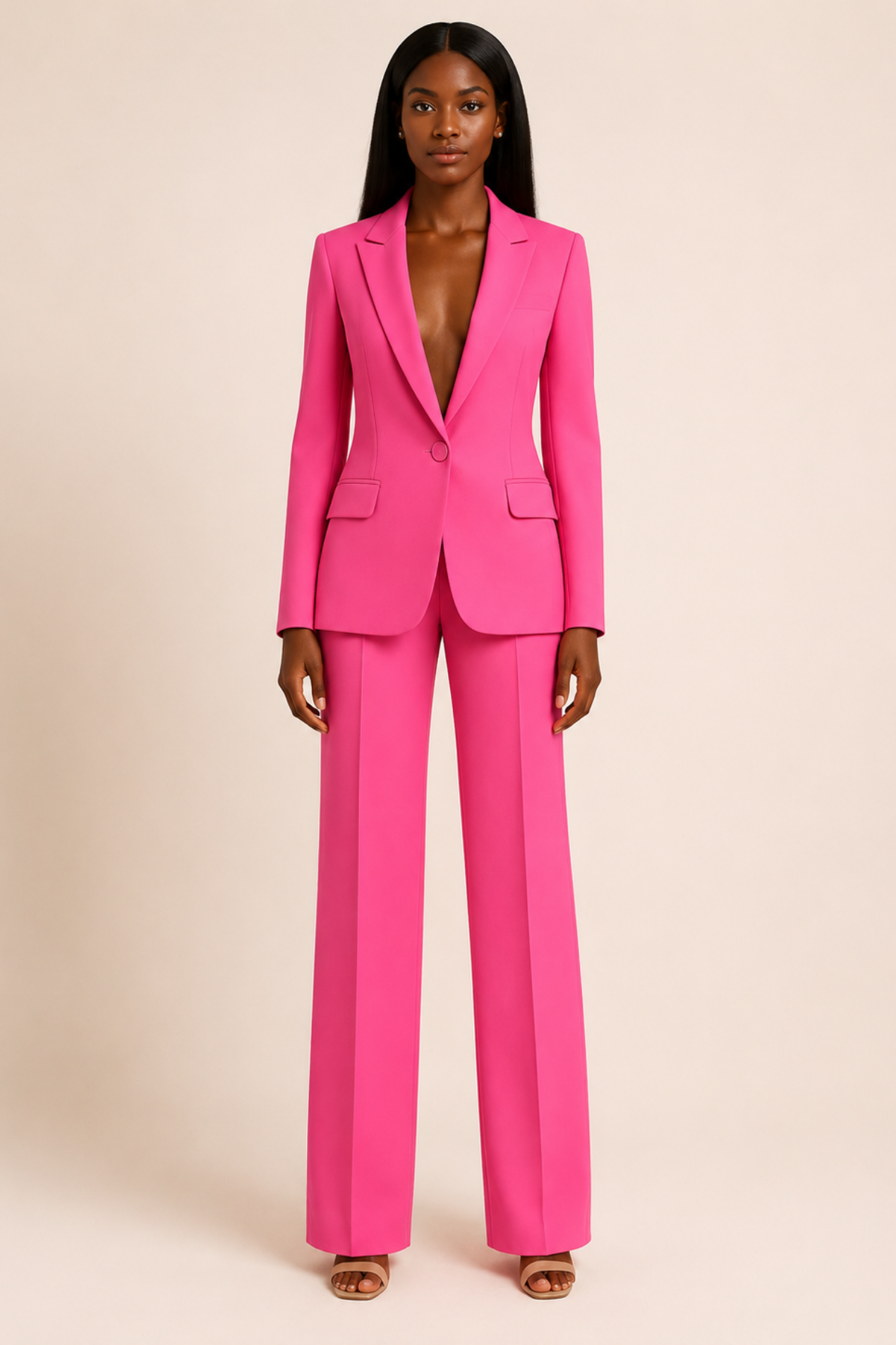 Tailleur Femme Palazzo – Blazer Cintré & Pantalon Large Fluide | Élégance Bureau & Invitée de Mariage – vue 4