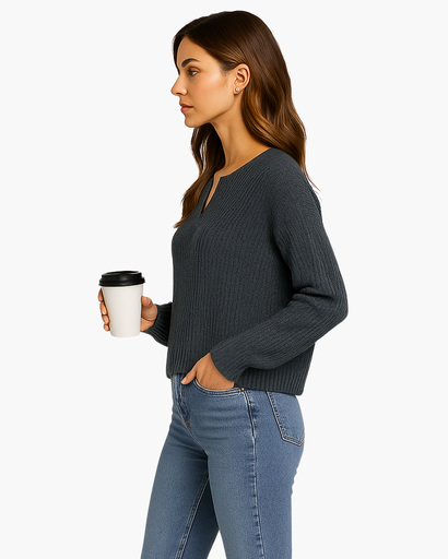 Pull Femme Tricoté Col V – Confort Doux & Style Polyvalent