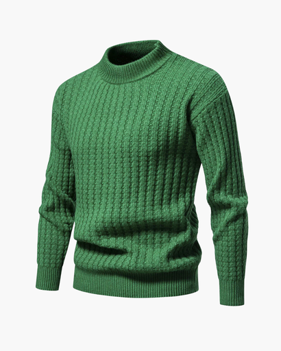 Pull homme à maille côtelée légère, col montant et confortable