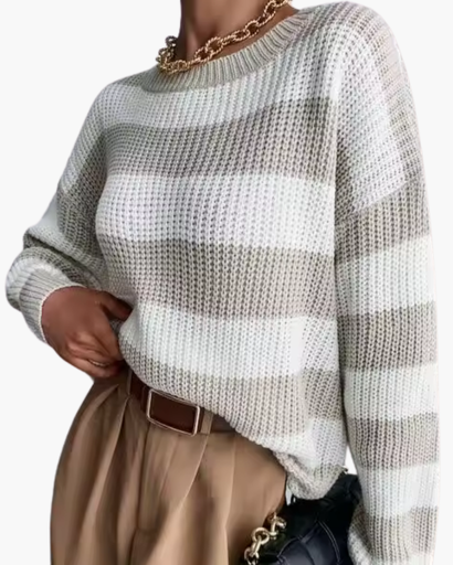 Pull Rayé Décontracté – Coupe Relax et Élégante
